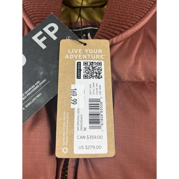 Eddie Bauer Original Down Bomber Jacket 650 FP Puffer Deep Mahogany Medium NWT - Picture 3 of 11